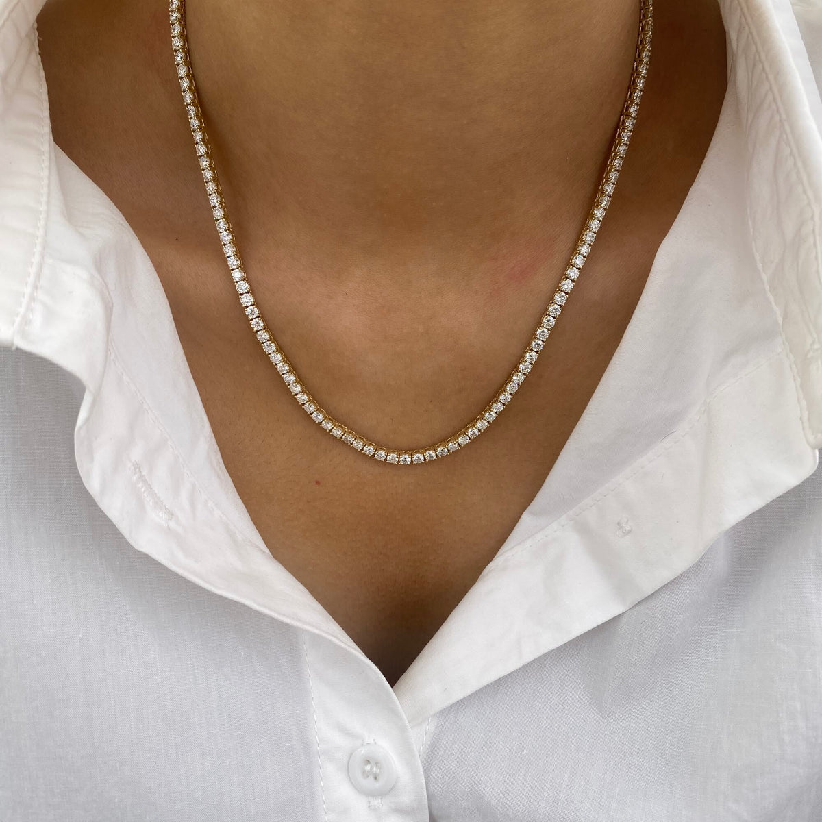 Agnes 11.8 Round Lab-Grown Diamond Tennis Necklace