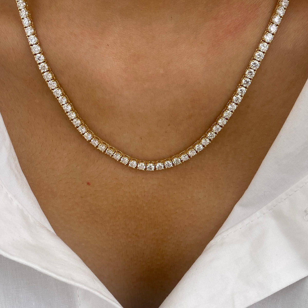 Agnes 11.8 Round Lab-Grown Diamond Tennis Necklace