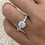 Ada 1.3 Round Lab-Grown Diamond Side Stone Ring, engagement ring, Platinum White Gold, side view