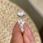 Ada 1.3 Round Lab-Grown Diamond Side Stone Ring, engagement ring, Platinum White Gold, detail
