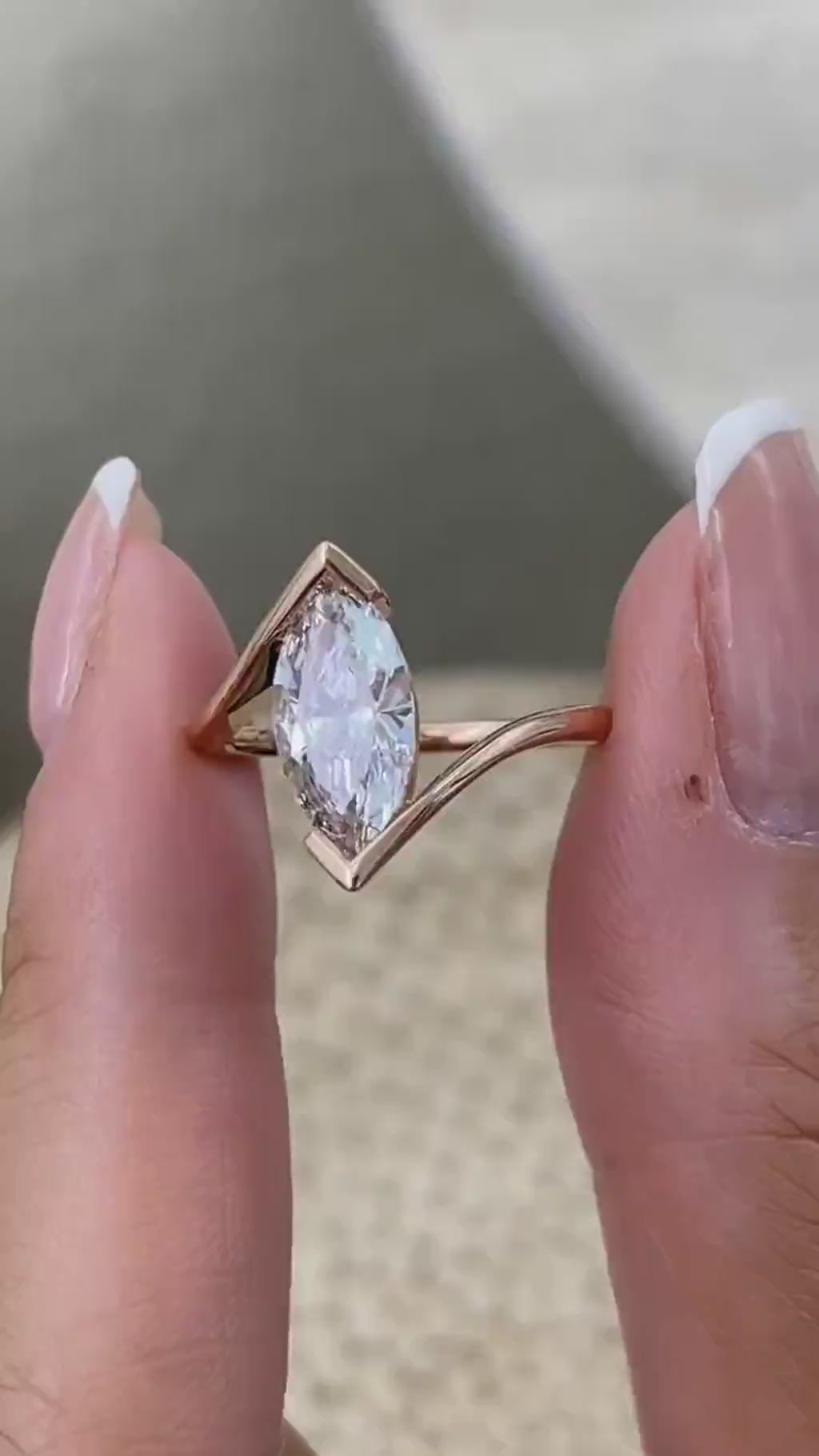 Daniela 1.5 Marquise Lab-Grown Diamond Splitaire, Split Shank Engagement Ring