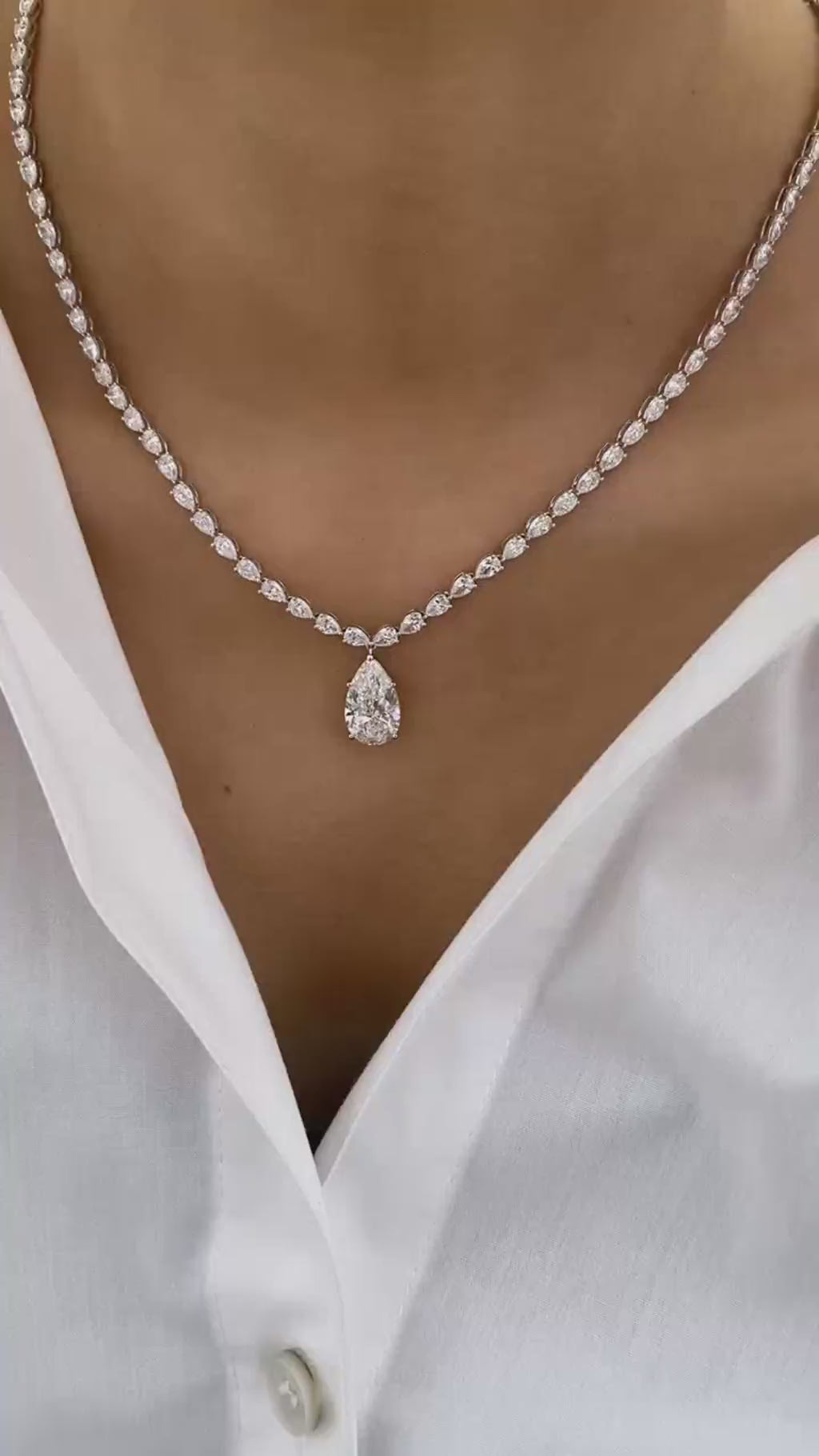 Briar 15.1 Pear Lab-Grown Diamond Tennis, Solitaire Necklace