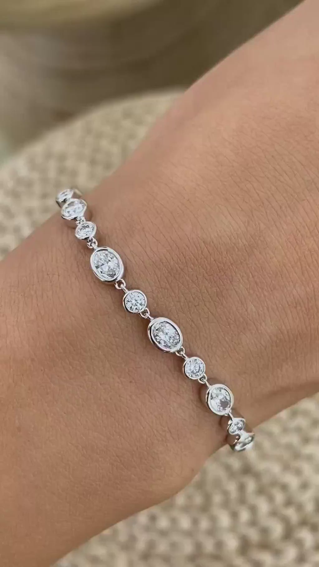 Kristin 2.8 Oval Lab-Grown Diamond Bezel, Chain Bracelet