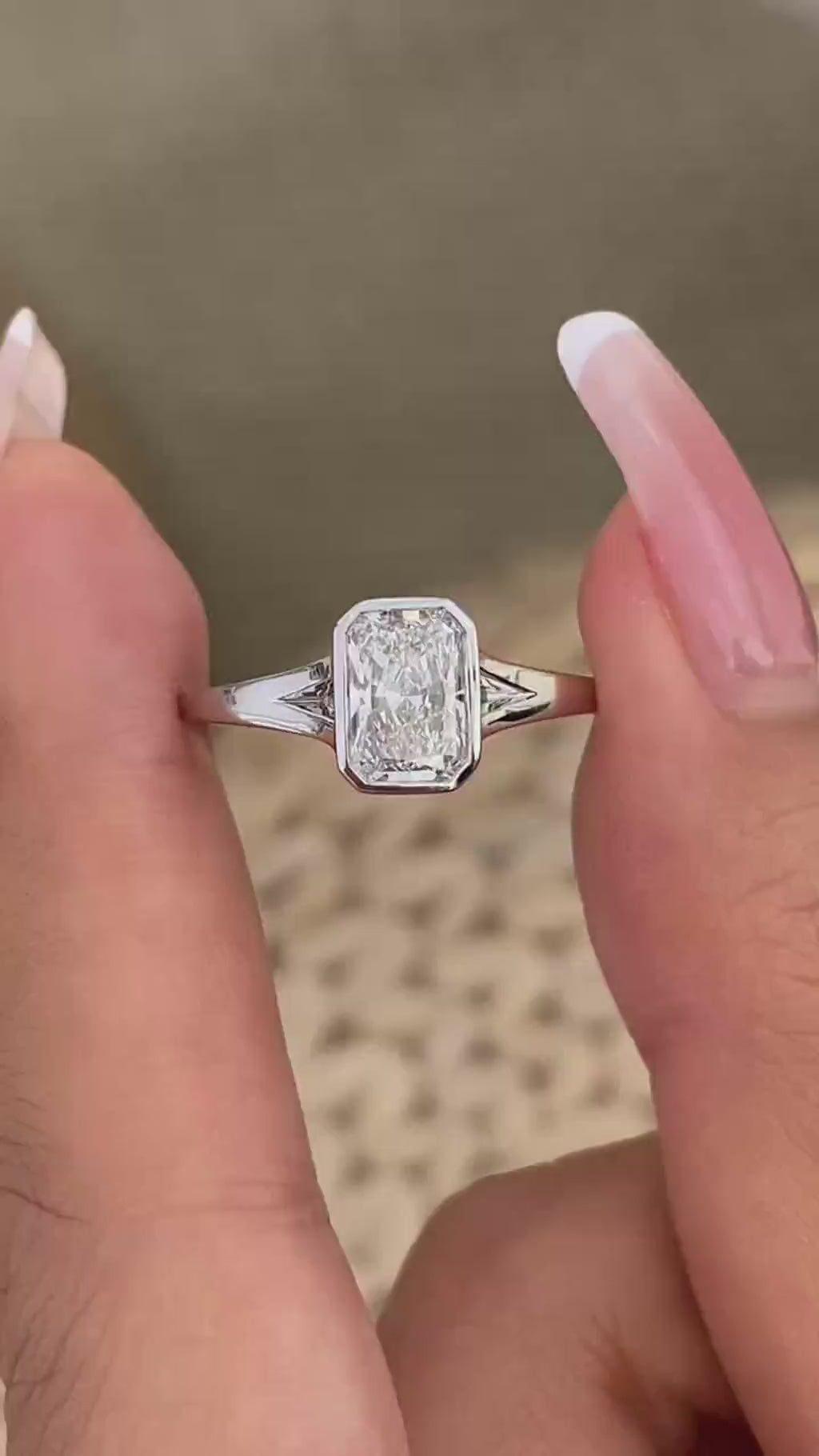 Nina 1.0 Radiant Lab-Grown Diamond Solitaire, Bezel Ring