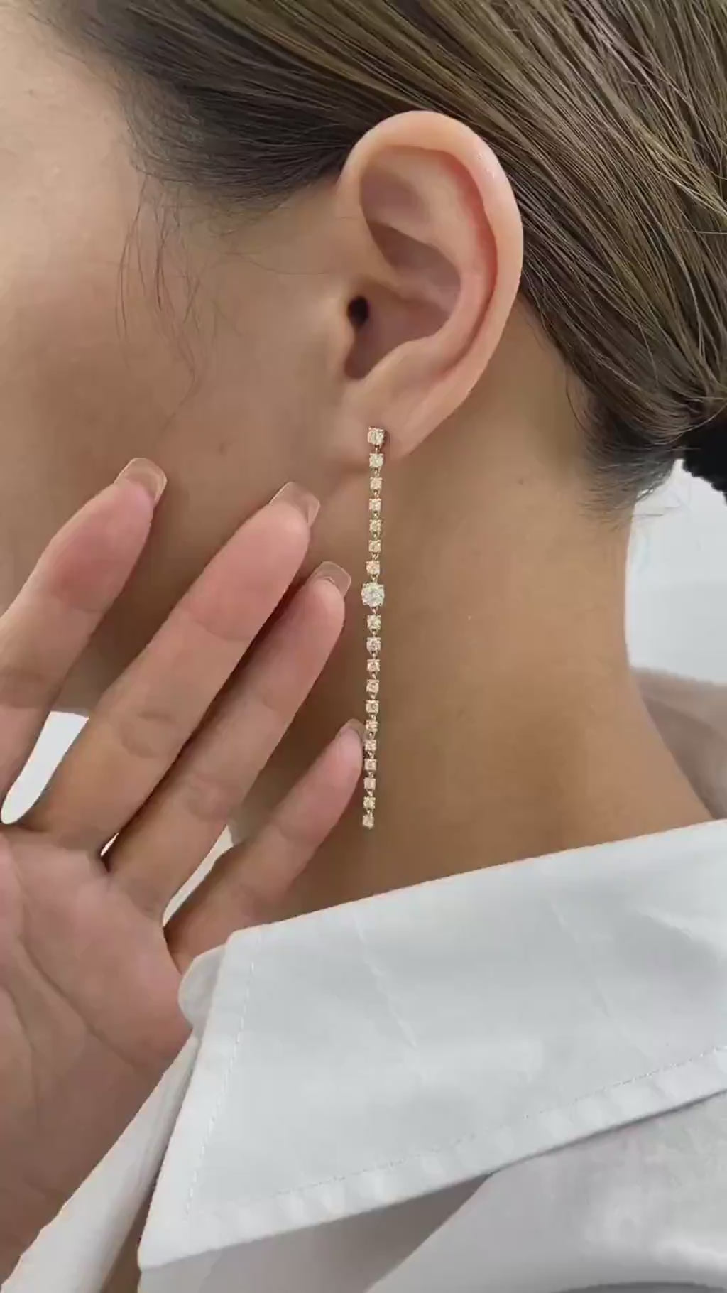 Celine 2.4 Round Lab-Grown Diamond Drop, Chain Earrings
