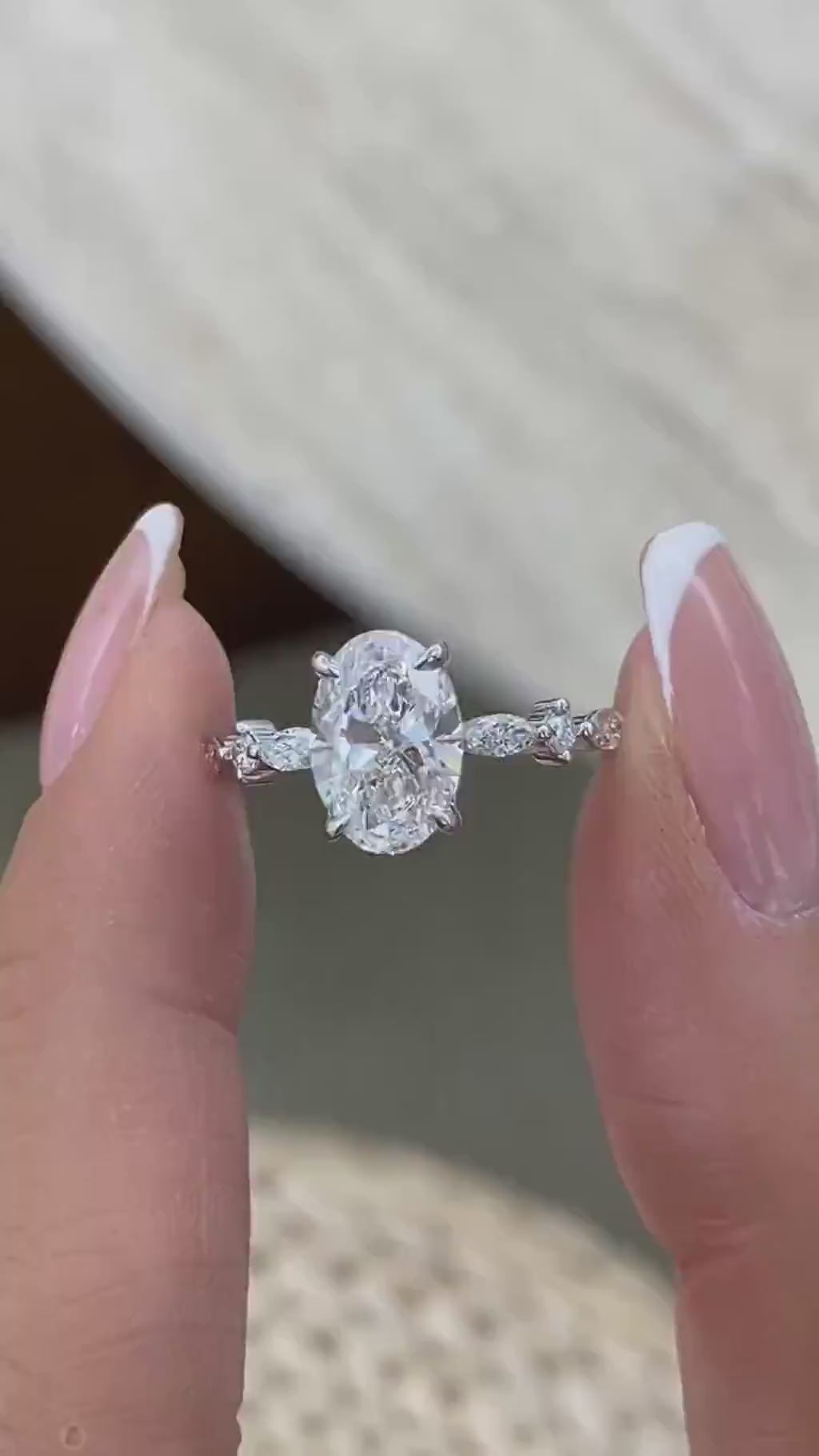 Kara 2.3 Oval Lab-Grown Diamond Side Stone Ring