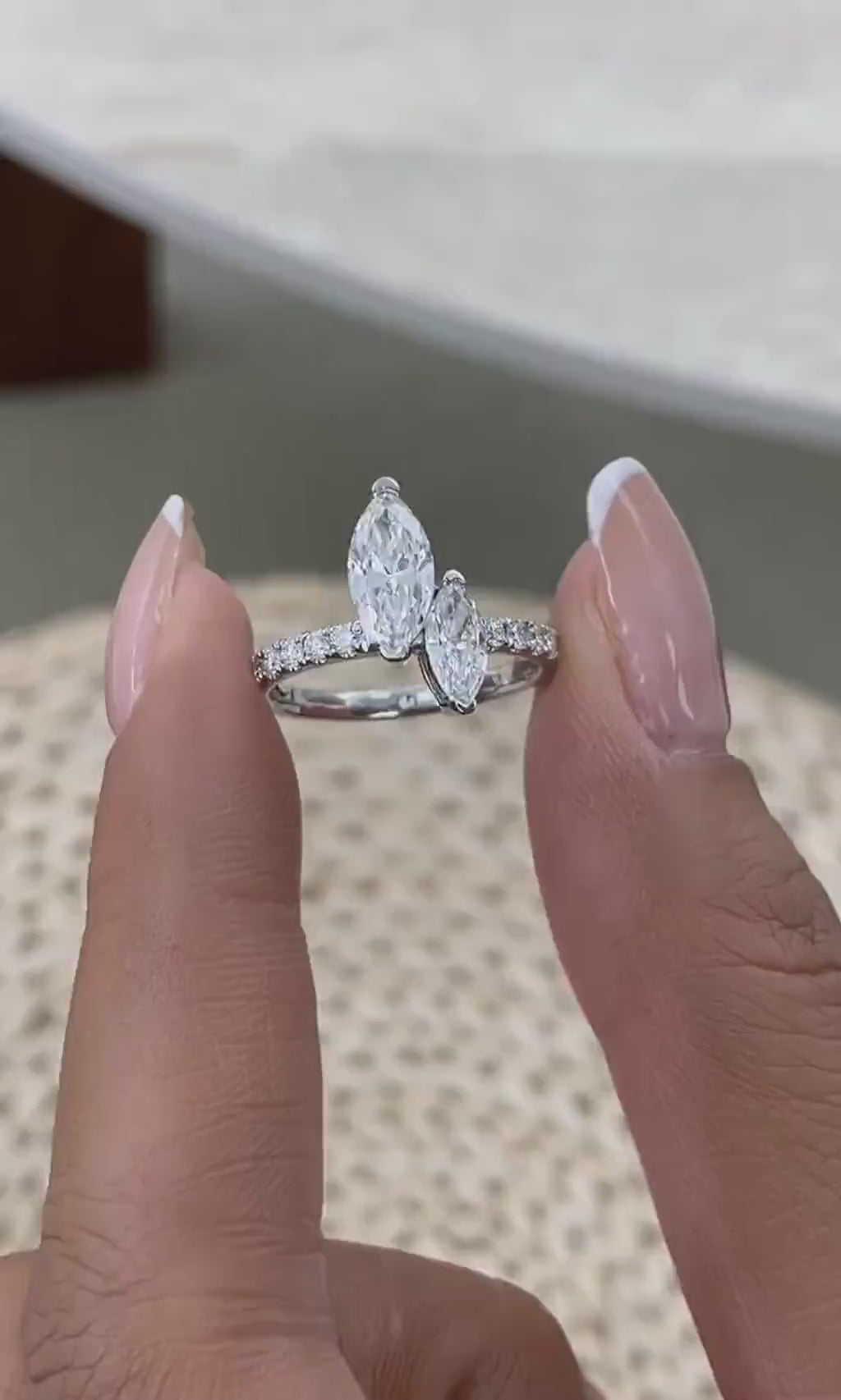 Juliet 1.4 Marquise,Round Lab-Grown Diamond Side Stone, Special Ring