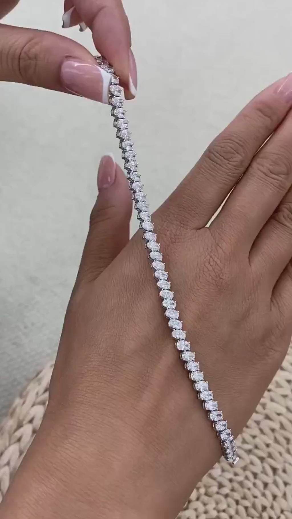 Michelle 8.7 Oval Lab-Grown Diamond Tennis Bracelet