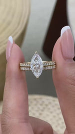 Molly 2.8 Pear Lab-Grown Diamond Bridal Set, Side Stone Engagement Ring