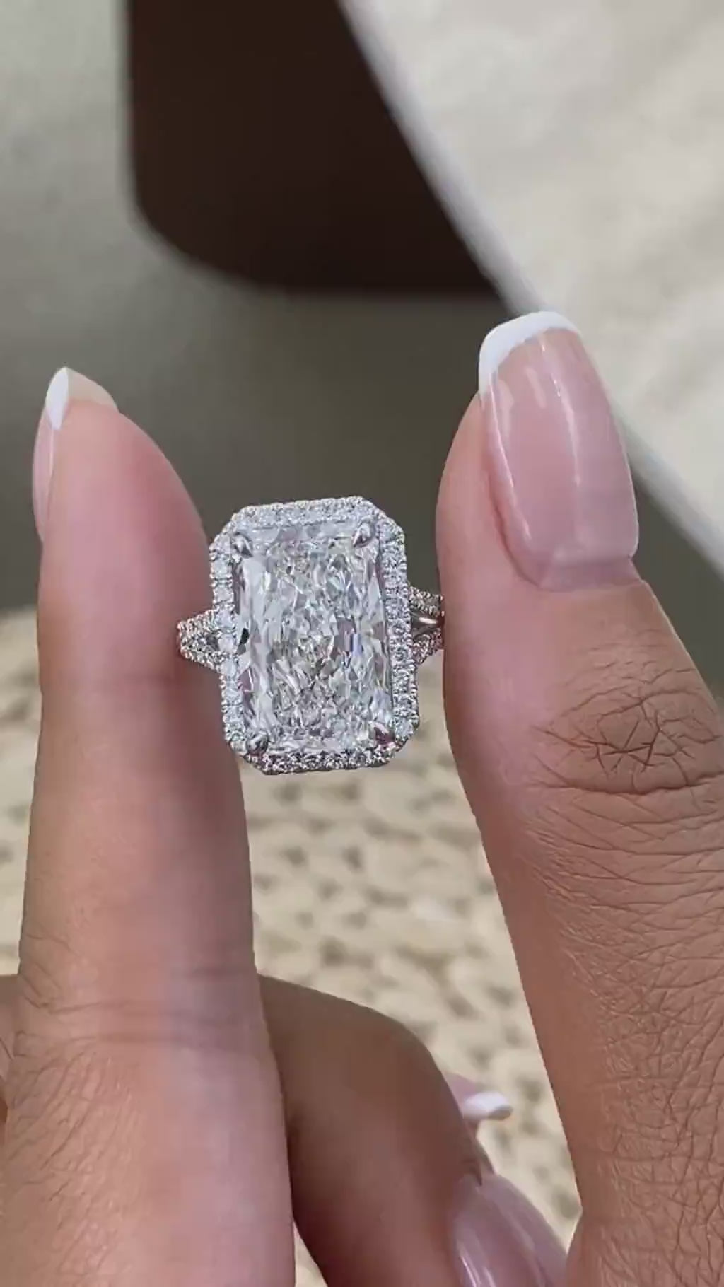 Lilian 7.9 Radiant Lab-Grown Diamond Halo, Split Shank Engagement Ring