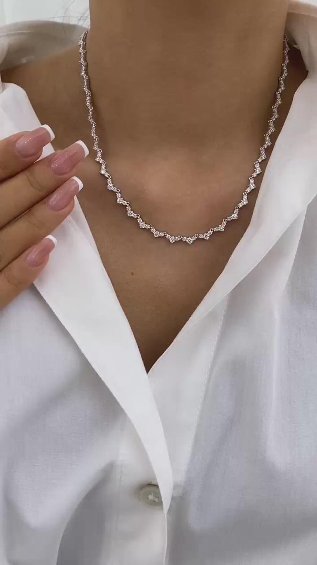 Catherine 6.7 Round Lab-Grown Diamond Tennis, Chain Necklace