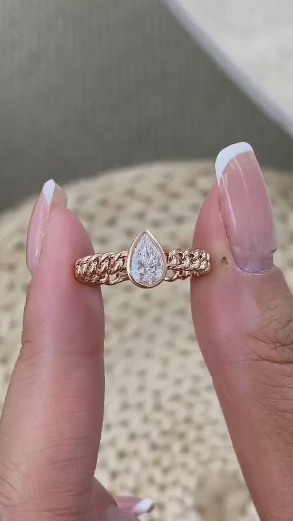 Giselle 0.6 Pear Lab-Grown Diamond Solitaire, Bezel Engagement Ring