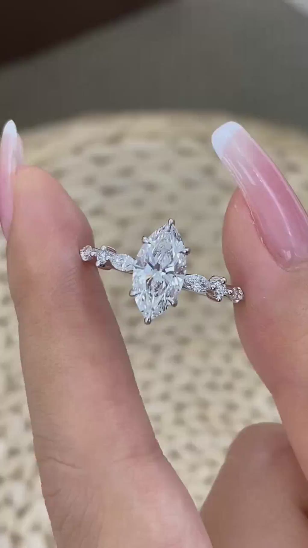 Kara 1.8 Marquise Lab-Grown Diamond Side Stone Ring