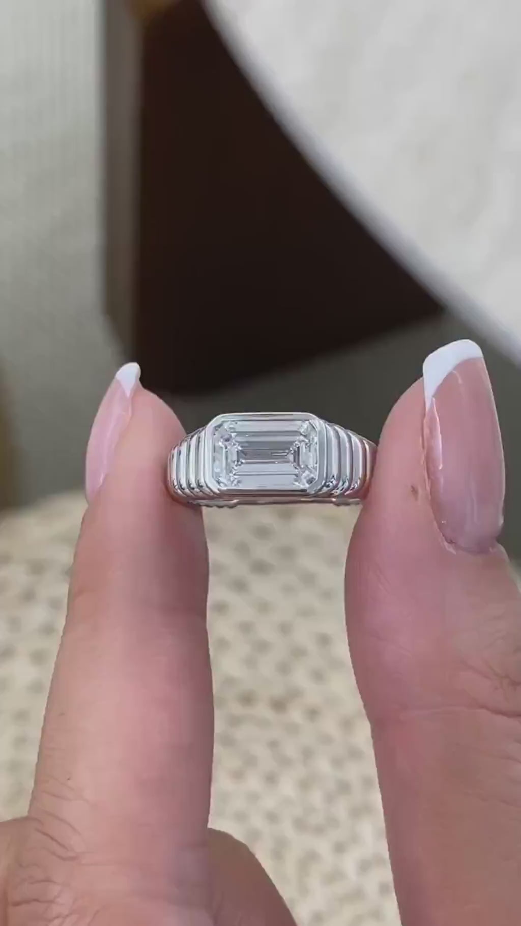 Lauren 2 Emerald Lab-Grown Diamond Special, Bezel Ring