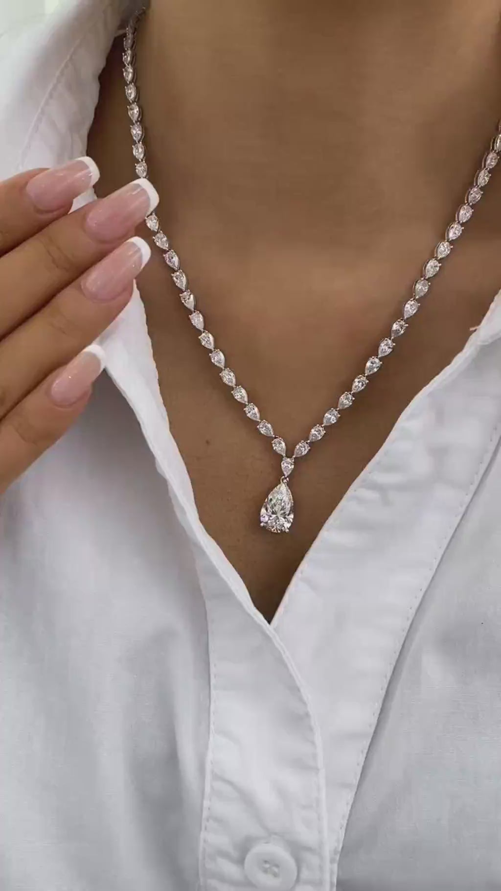 Briar 19.3 Pear Lab-Grown Diamond Tennis, Solitaire Necklace