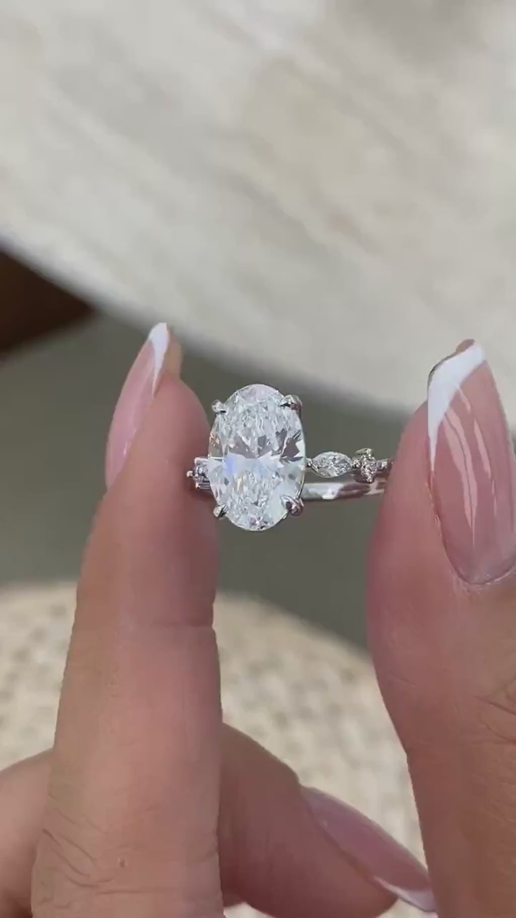 Kara 3.3 Oval Lab-Grown Diamond Side Stone Ring