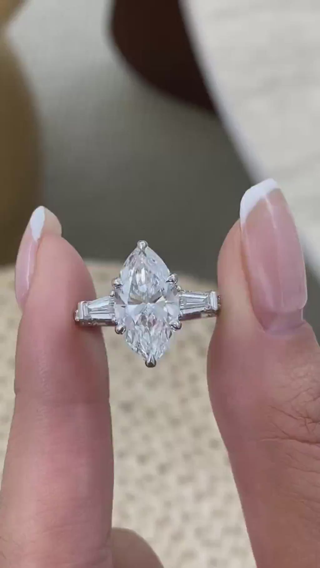 Sarah 4.2 Marquise Lab-Grown Diamond Three Stone Engagement Ring