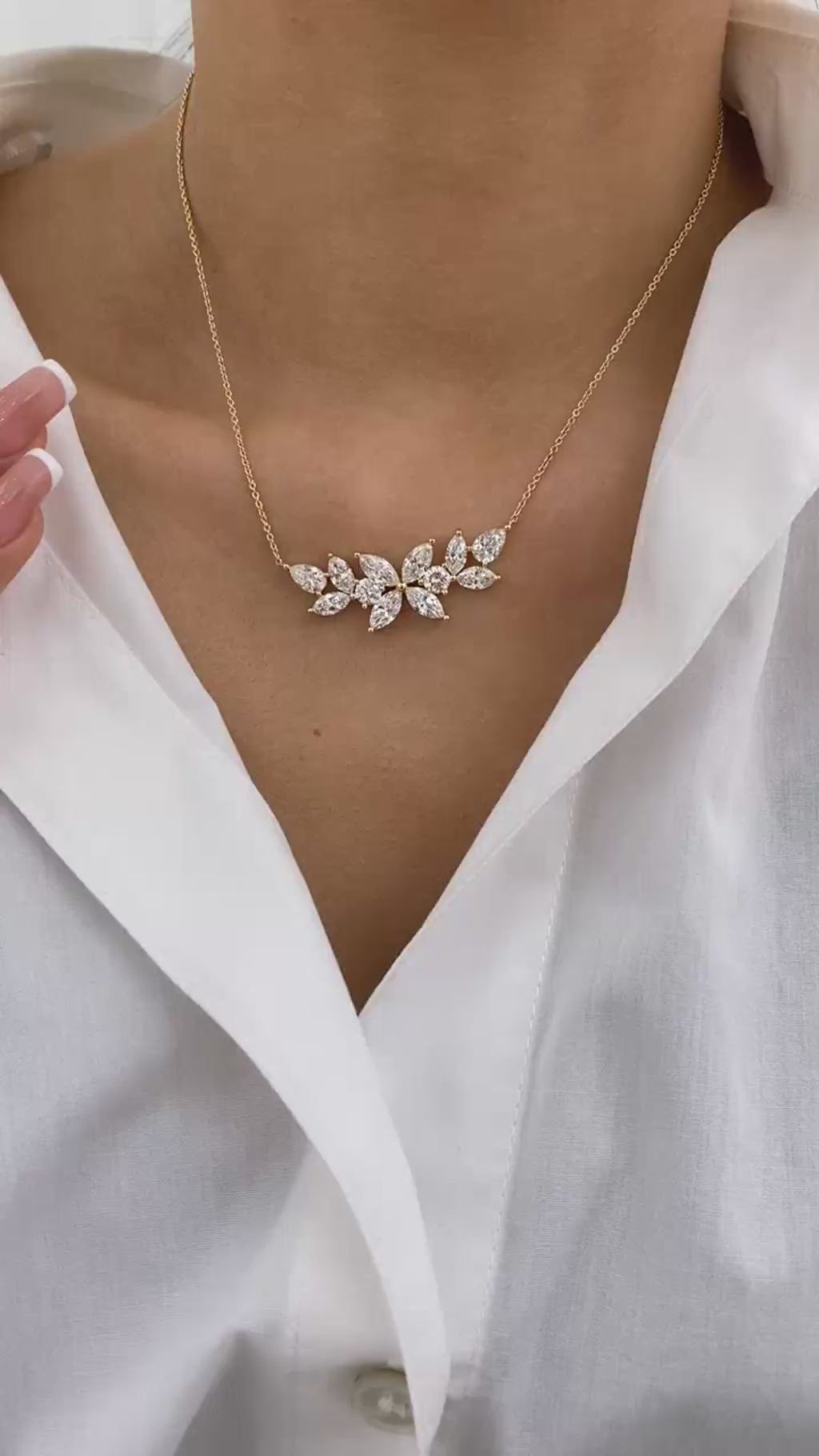 Evie 5.0 Marquise Lab-Grown Diamond Bouquet, Chain Necklace