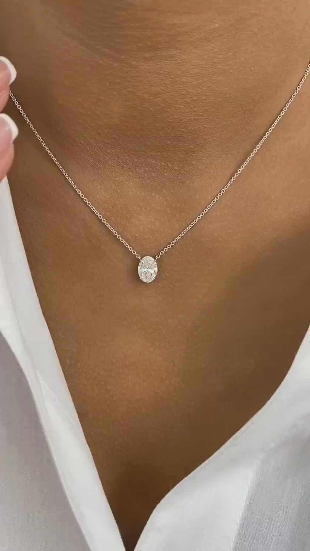 Summer 1.5 Oval Lab-Grown Diamond Solitaire,Chain Pendant