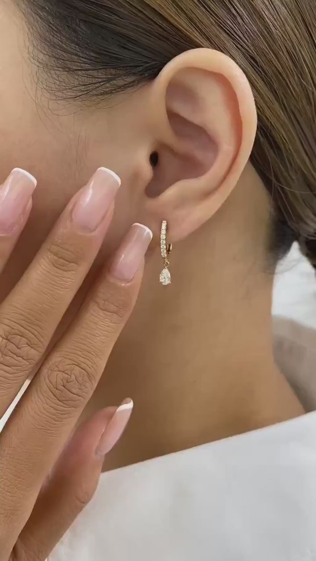 Valerie 0.8 Pear,Round Lab-Grown Diamond Hoop, Drop Earrings