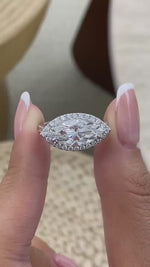 Rosalie 3.9 Marquise Lab-Grown Diamond Halo, Side Stone Engagement Ring