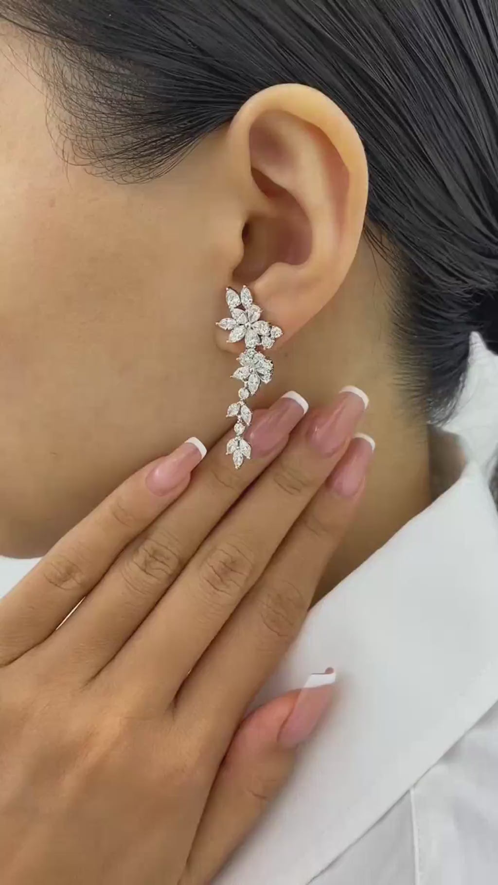 Melanie 4.8 Marquise Lab-Grown Diamond Drop, Cluster Earrings