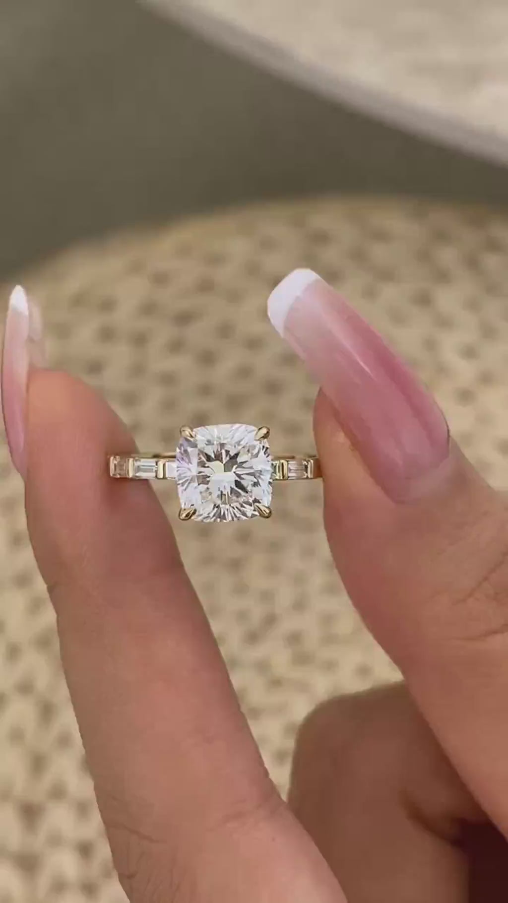 Jordan 2.4 Cushion Lab-Grown Diamond Side Stone Ring