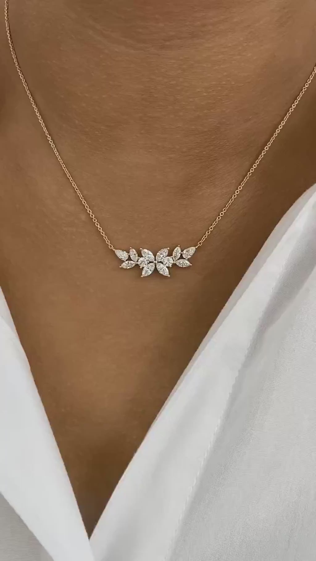 Evie 1.5 Marquise,Pear,Round Lab-Grown Diamond Bouquet, Chain Necklace