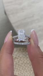 Tamara 4 Radiant Lab-Grown Diamond Bridal Set, Side Stone Rings Set