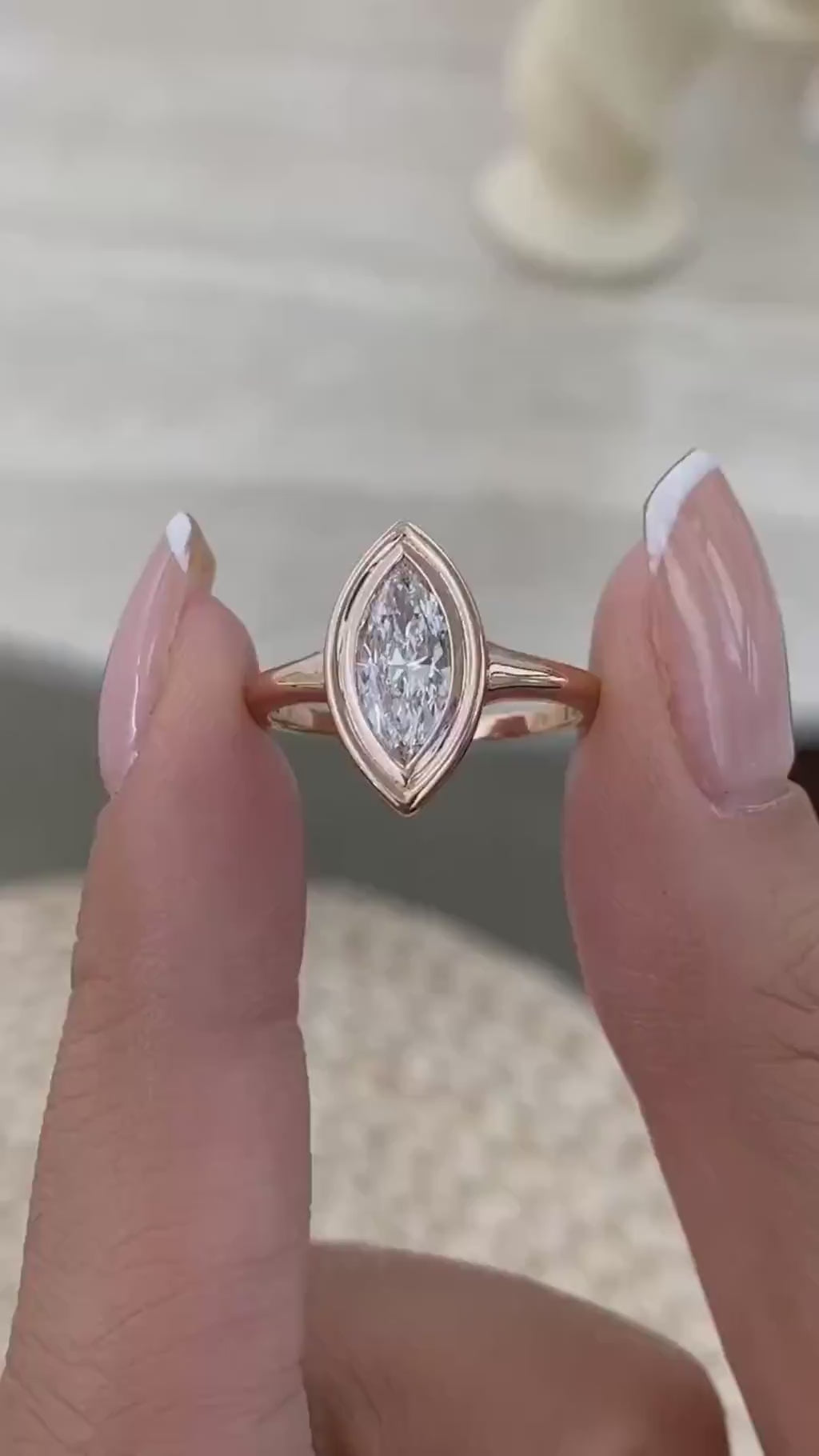 Serena 0.9 Marquise Lab-Grown Diamond Solitaire, Bezel Ring