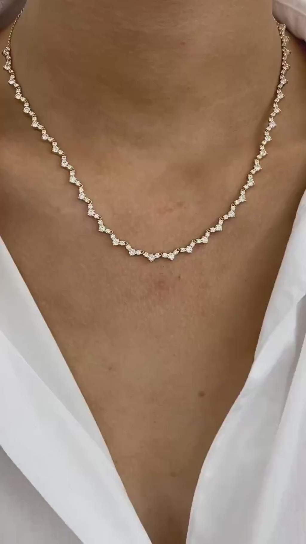Catherine 4.3 Round Lab-Grown Diamond Tennis, Chain Necklace