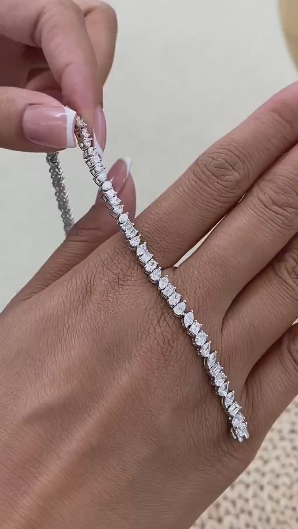 Paige 5.9 Emerald,Oval,Marquise,Pear Lab-Grown Diamond Tennis Bracelet