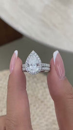Kaia 3 Pear Lab-Grown Diamond Bridal Set, Halo Ring