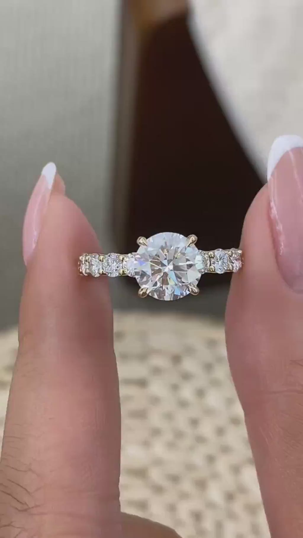 Abigail 3.2 Round Lab-Grown Diamond Side Stone Engagement Ring