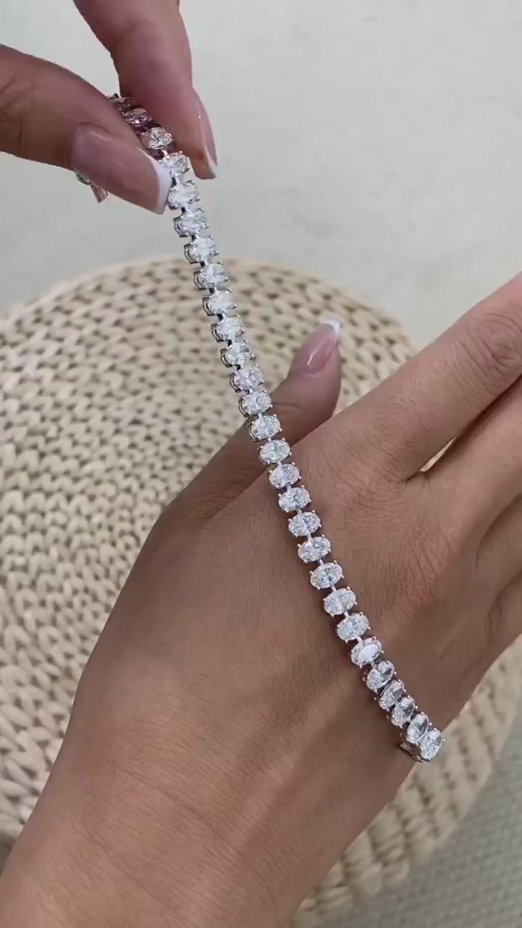 Tiffany 14.5 Oval Lab-Grown Diamond Tennis, East West Bracelet