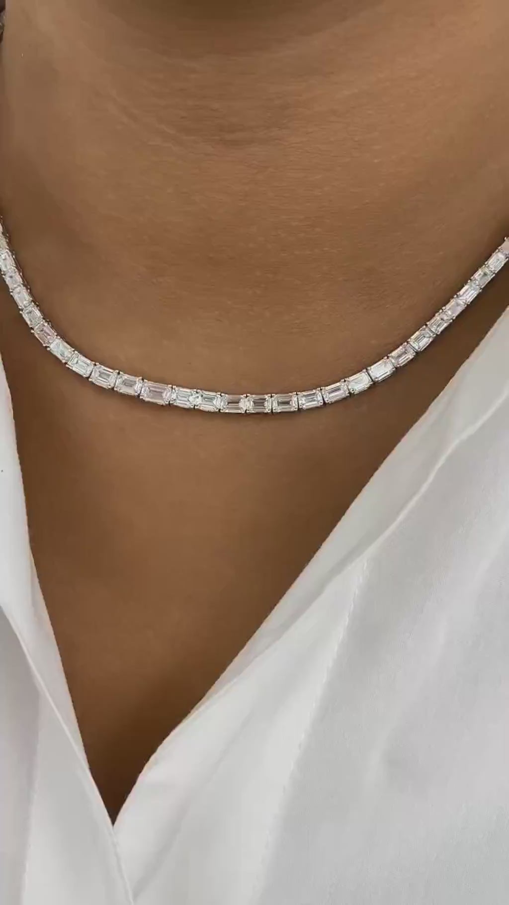 Brittany 21.2 Emerald Lab-Grown Diamond Tennis, East West Necklace