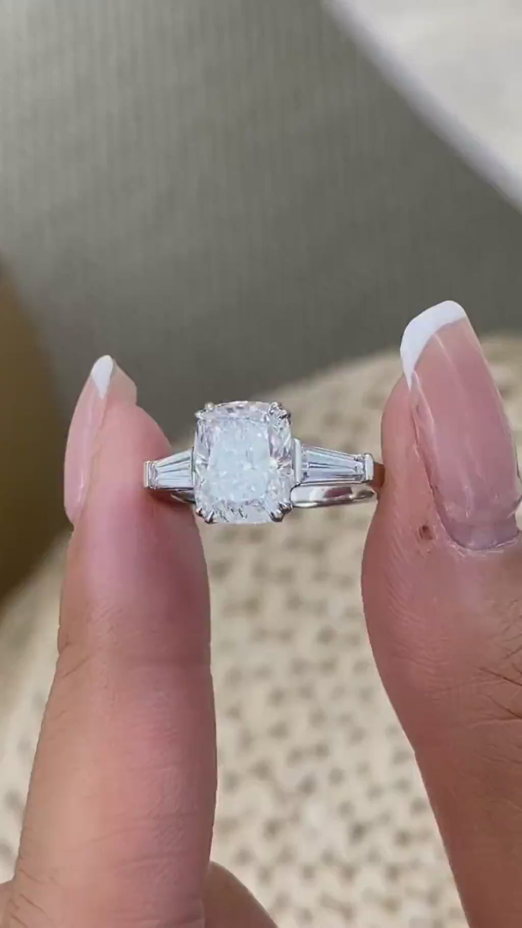 Emily 3.5 Cushion Lab-Grown Diamond Three Stone Engagement Ring