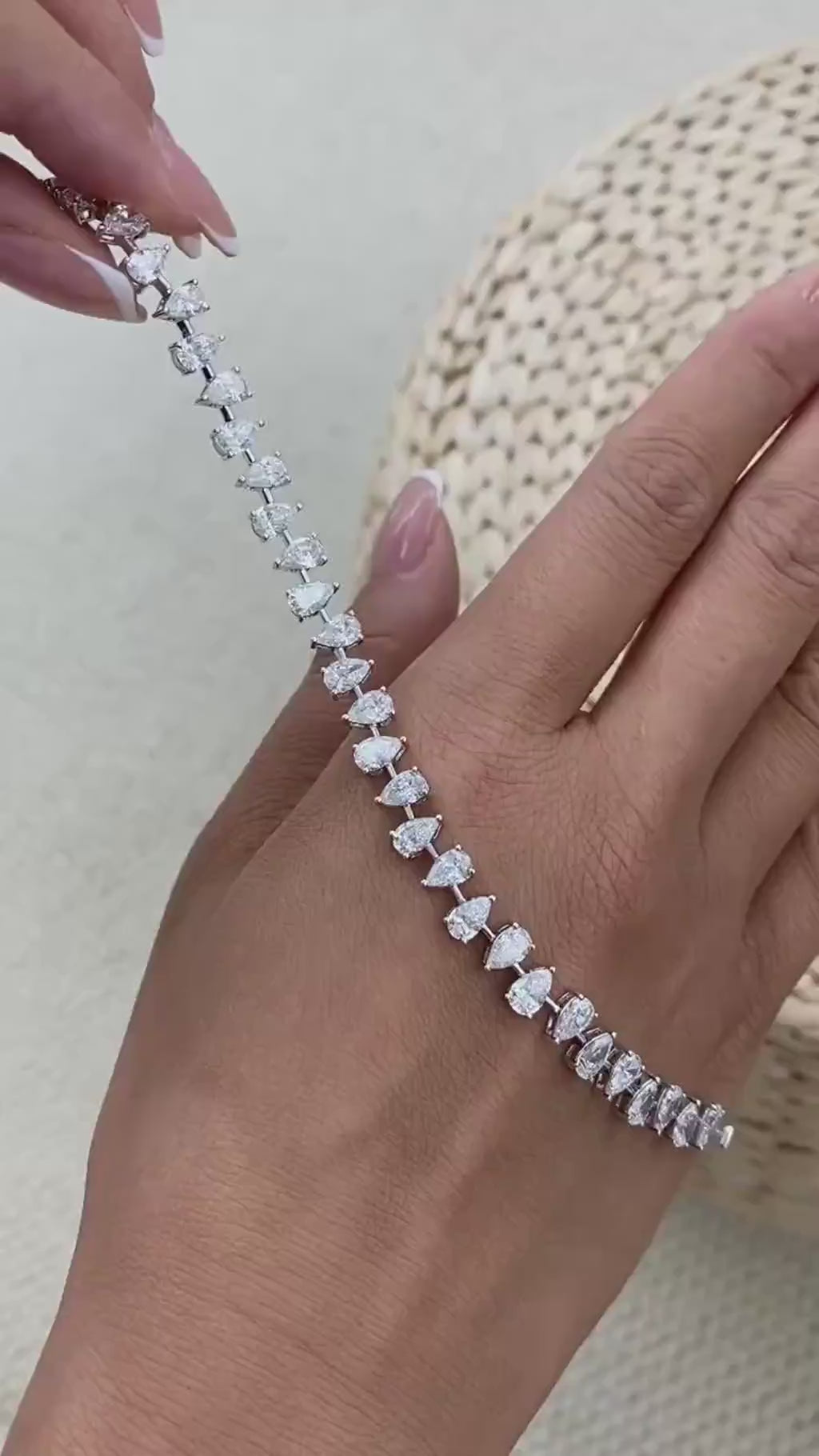 Tiffany 9.9 Pear Lab-Grown Diamond Tennis, East West Bracelet