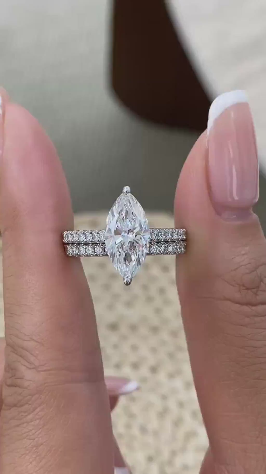 Molly 2.8 Pear Lab-Grown Diamond Bridal Set, Side Stone Engagement Ring