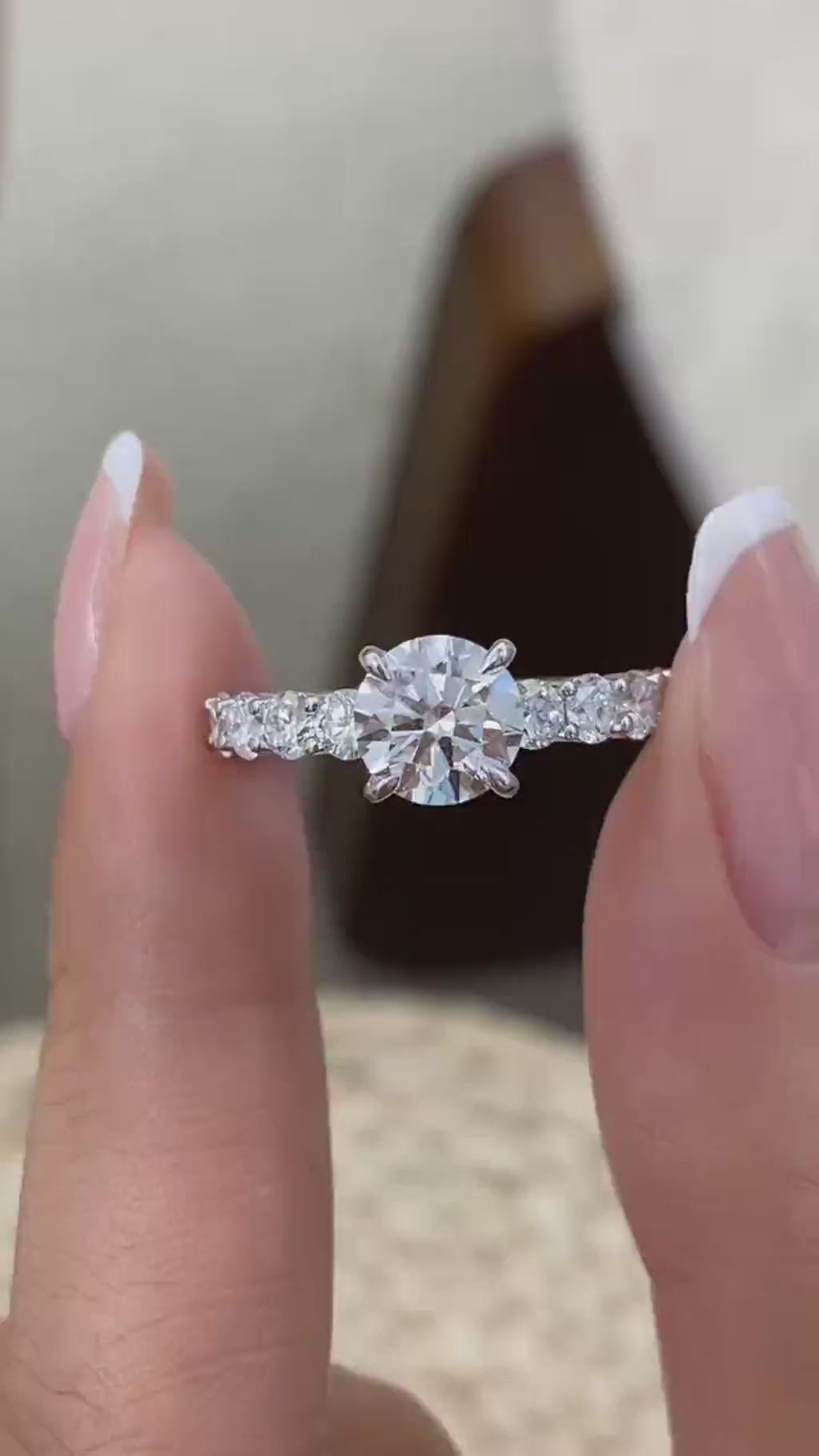Abigail 2.2 Round Lab-Grown Diamond Side Stone Engagement Ring