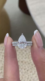 Tamara 3.9 Pear Lab-Grown Diamond Bridal Set, Side Stone Engagement Ring