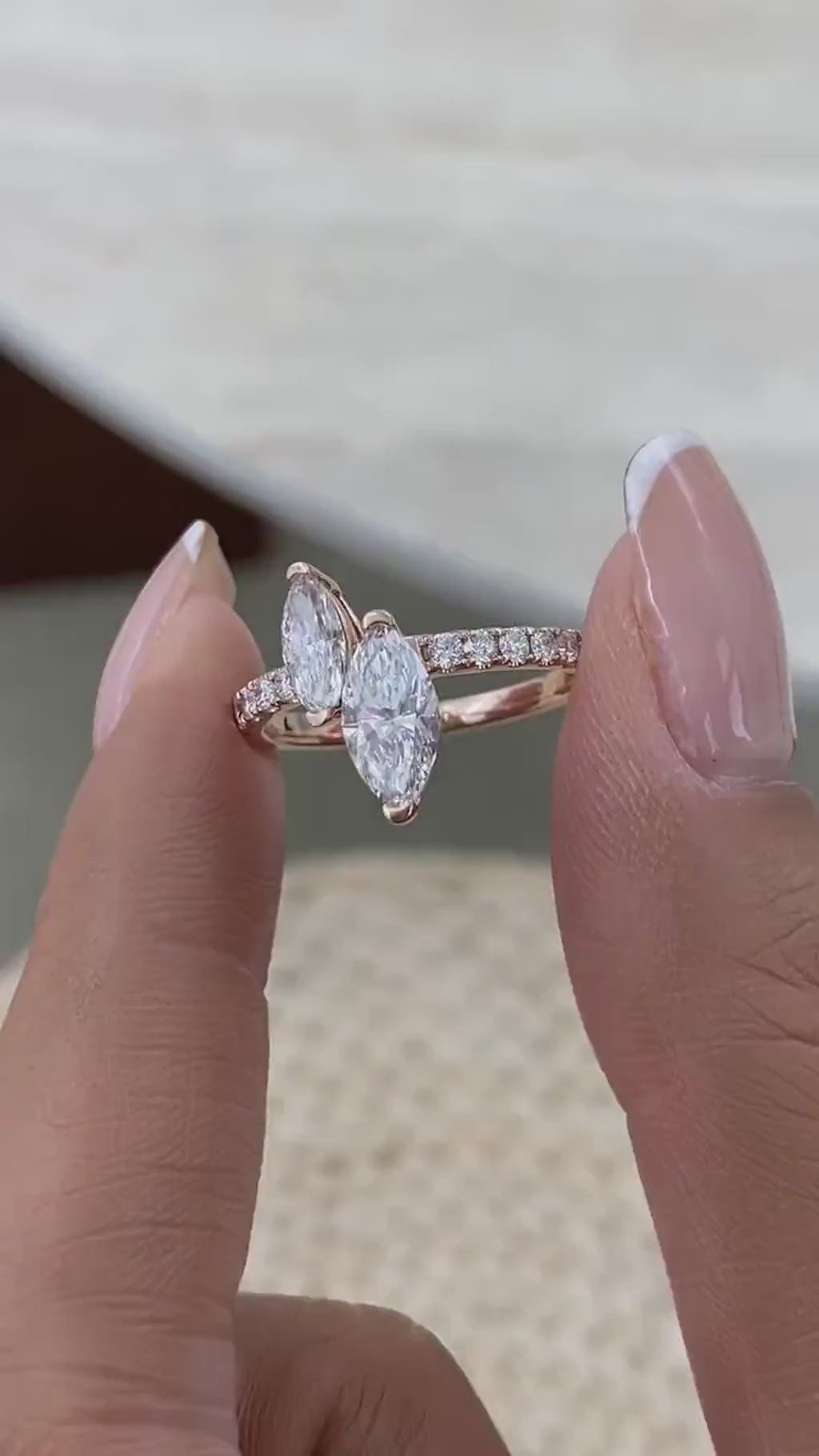 Juliet 1.5 Marquise,Round Lab-Grown Diamond Side Stone, Special Ring