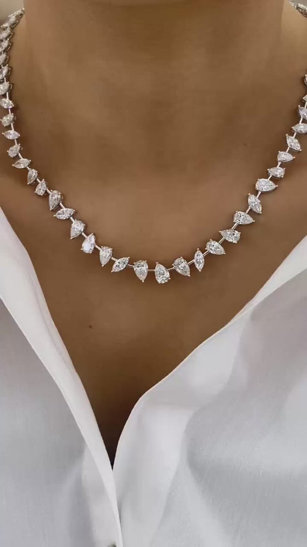 Catalina 23.5 Pear Lab-Grown Diamond Tennis, Chain Necklace
