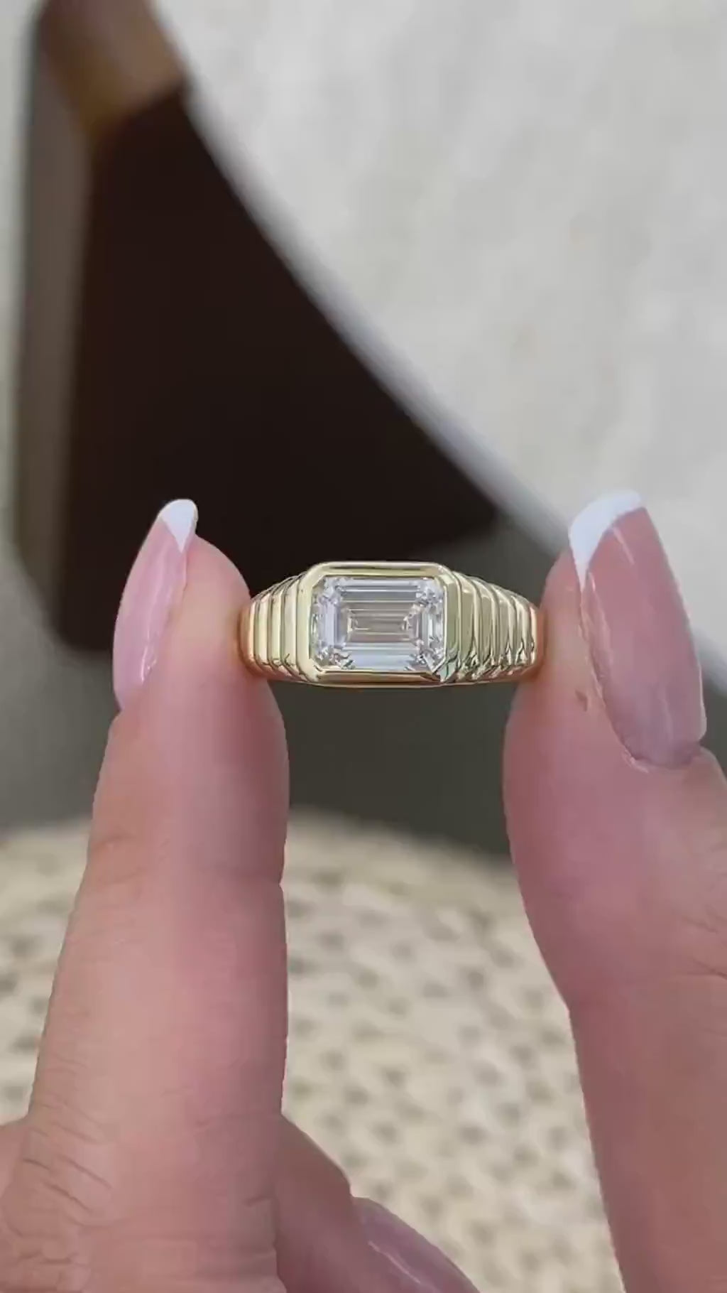 Lauren 2 Emerald Lab-Grown Diamond Special, Bezel Ring