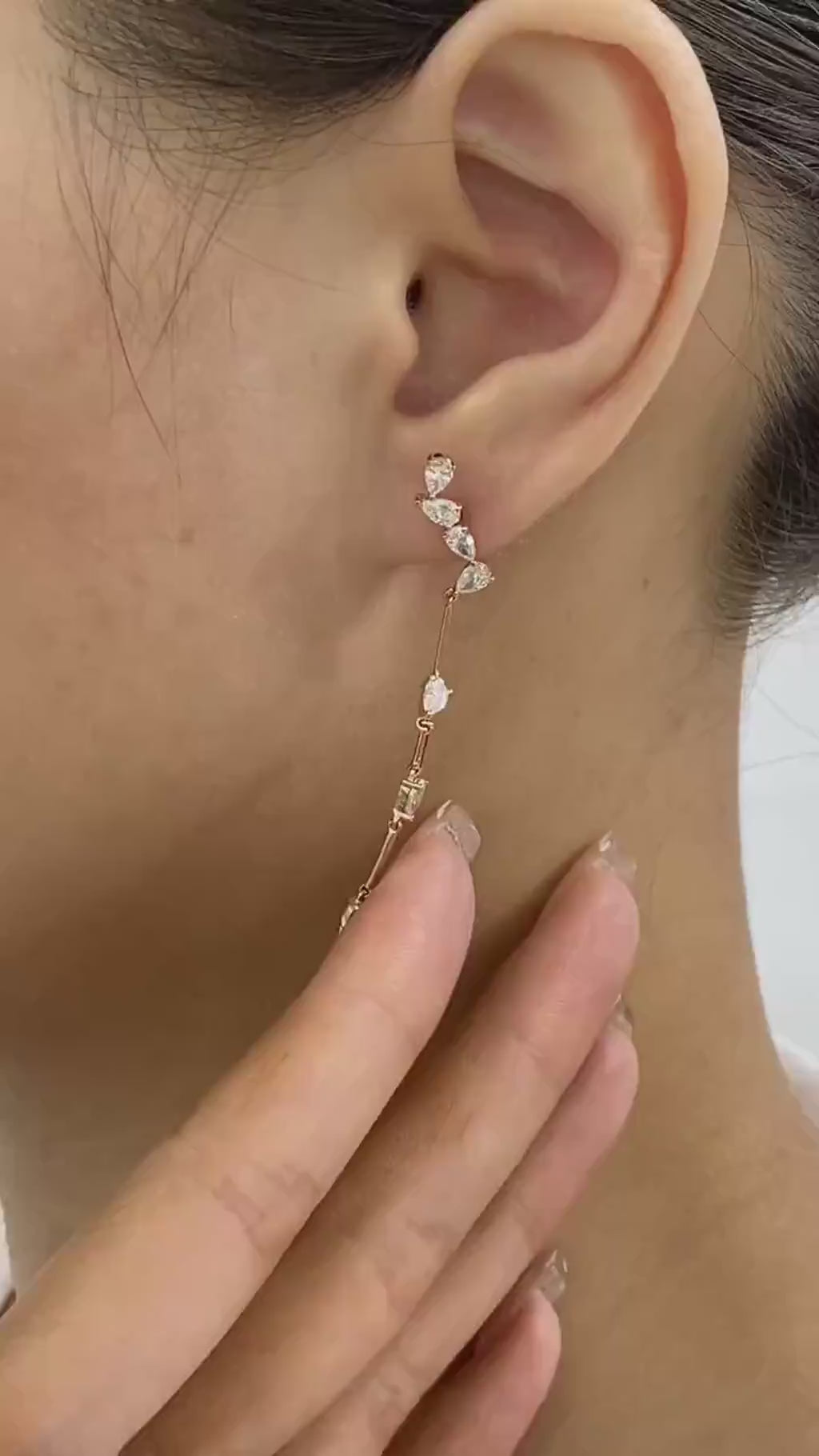 Annabelle 1.7 Pear Lab-Grown Diamond Drop, Cluster Earrings