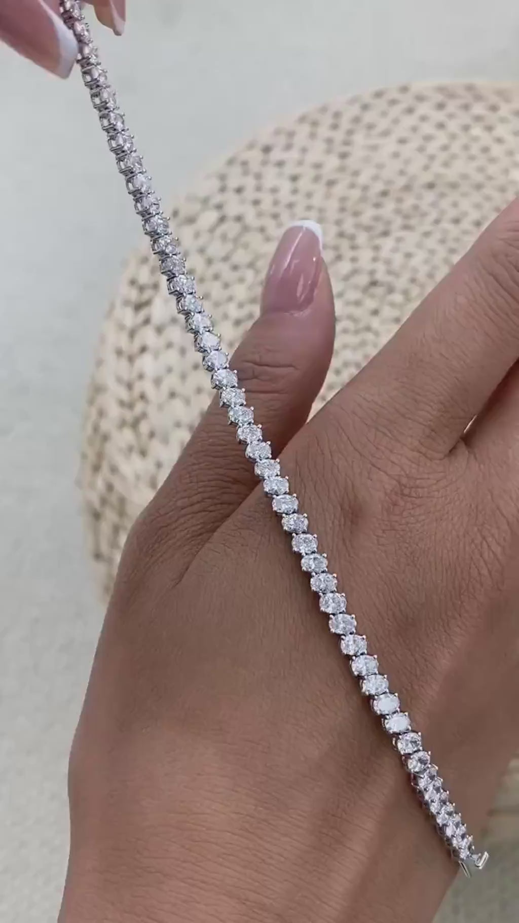 Michelle 6.9 Oval Lab-Grown Diamond Tennis Bracelet