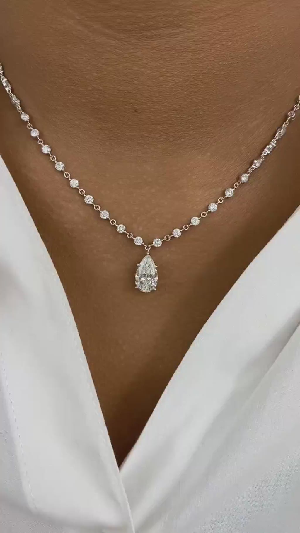 Priscilla 7.4 Pear Lab-Grown Diamond Solitaire, Chain Necklace