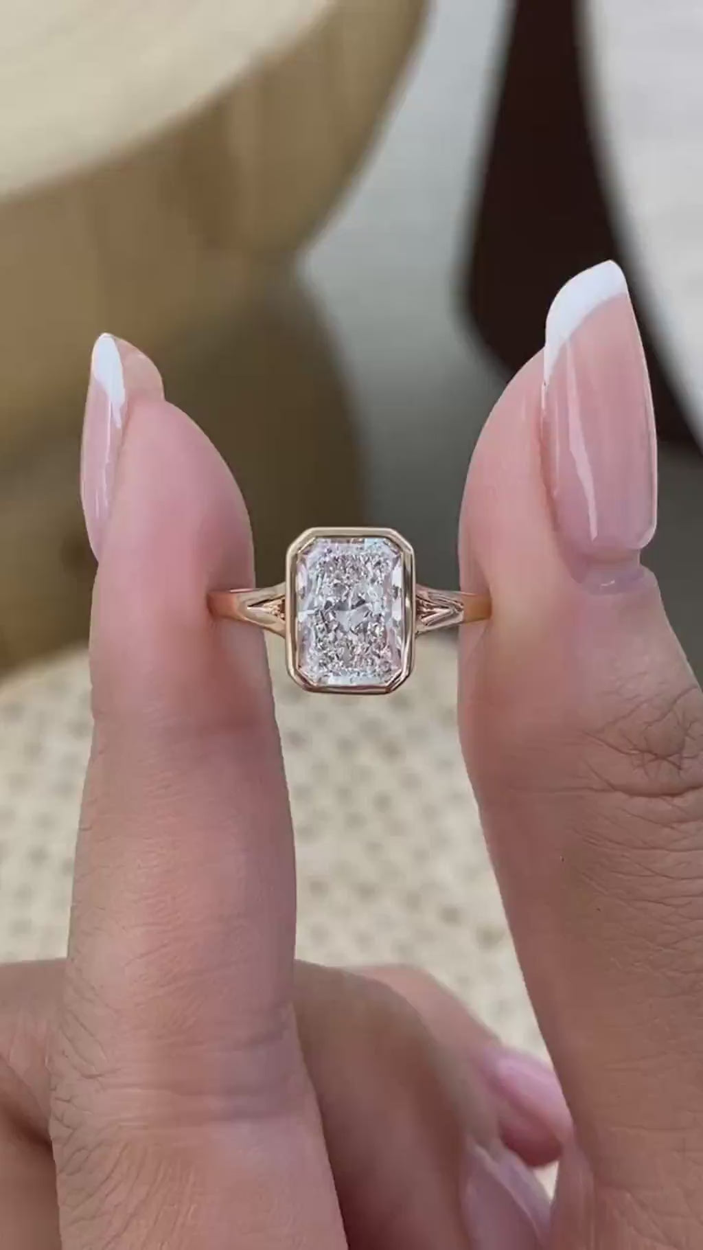 Lucy 2.0 Radiant Lab-Grown Diamond Solitaire, Bezel Engagement Ring