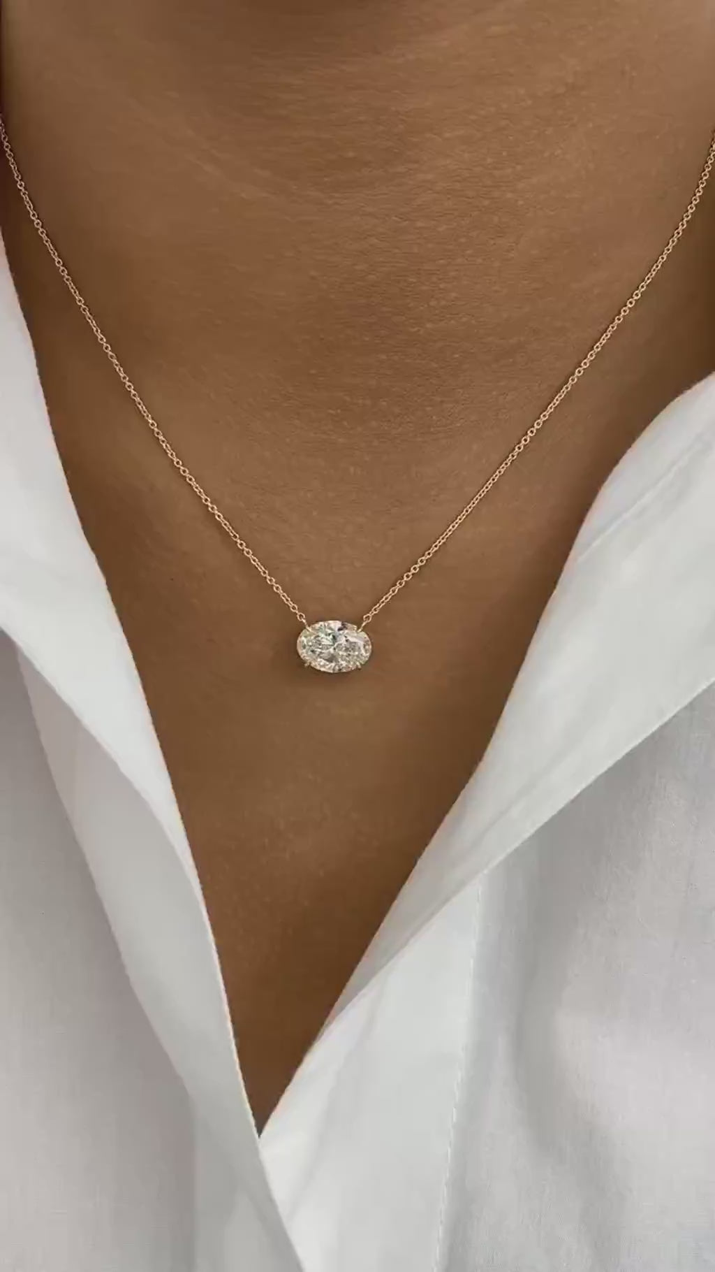 Summer 3 Oval Lab-Grown Diamond Solitaire, Chain Necklace