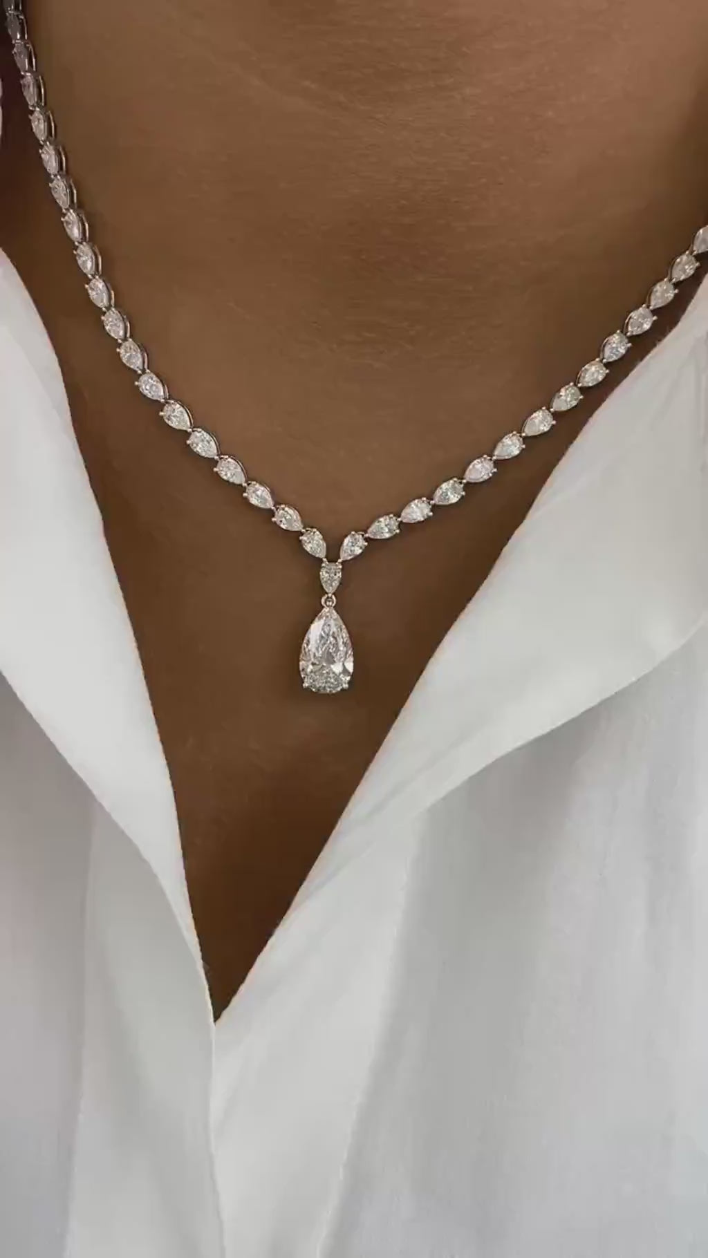 Briar 19.6 Pear Lab-Grown Diamond Tennis, Solitaire Necklace